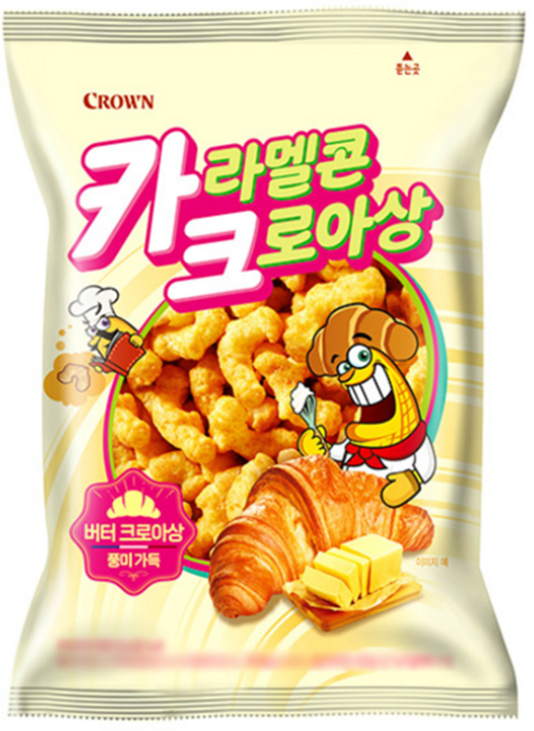 크라운 카라멜콘크로아상 60G 편의점 과자, 16개