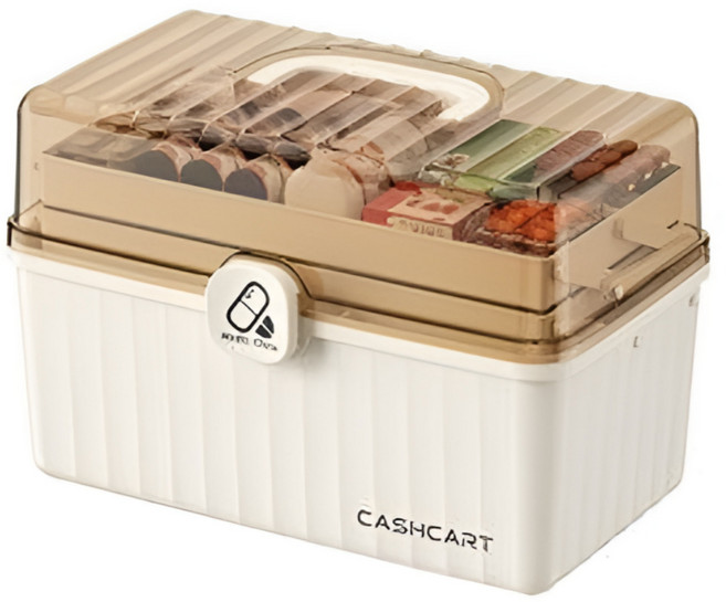 캐쉬카트 구급상자 3단 약통 케이스, 1개