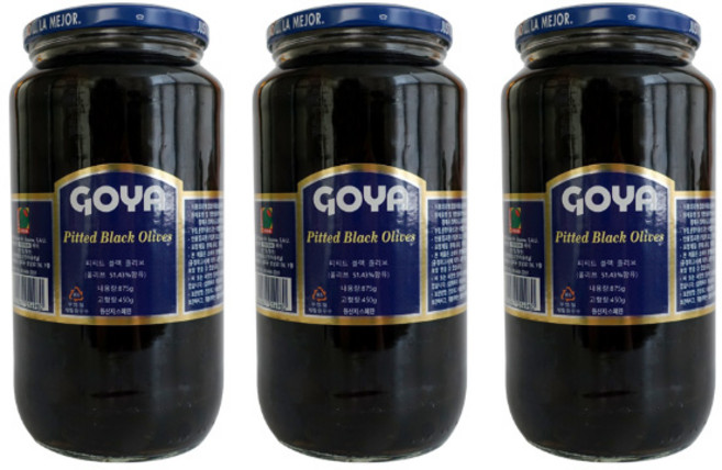 고야 대용량 피티드 블랙 올리브, 875g, 3개