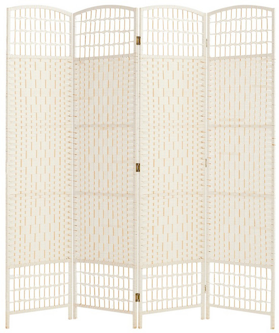 요고바라 인테리어 라탄 파티션 원목 칸막이 가리개 3~8단 단추가 가능, 4단, 화이트