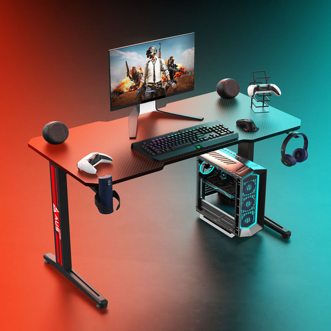 아우스 위너렉스 T시리즈 올인원 카본 컴퓨터책상 게이밍책상 선반형책상 카본 북선반책상 게임용책상 800 1000 1200 1400 1600, 기본형 140cm