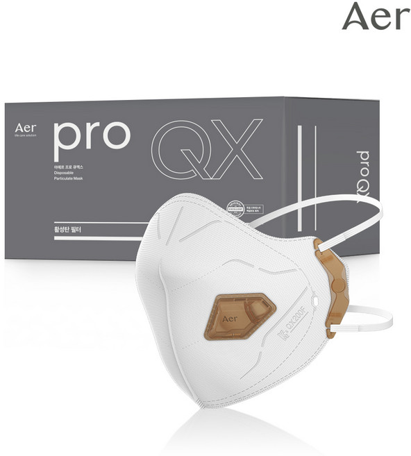 아에르 Pro QX200F (프로 큐엑스) 1급 방진마스크 냄새제거용 활성탄 첨가/산업용 공사현장 분진마스크 용접용 100% 국산, 10개입, 화이트