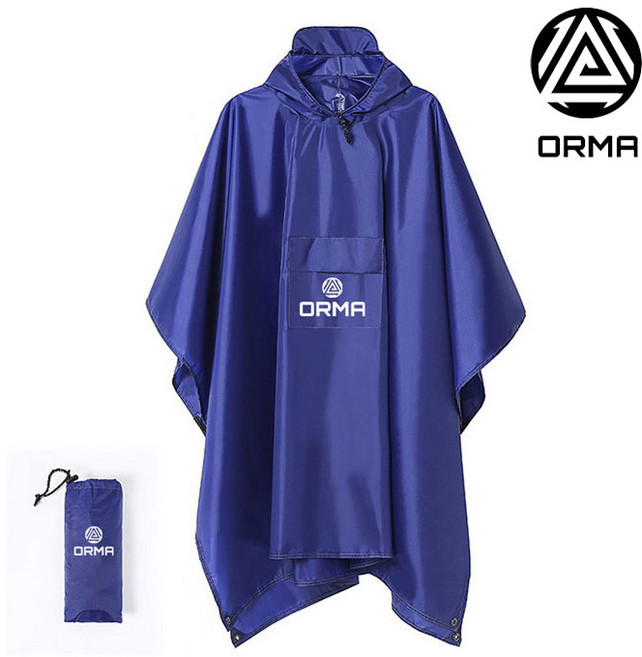 ORMA 판초 우의 등산우비 비옷 캠핑, 1개, 블루