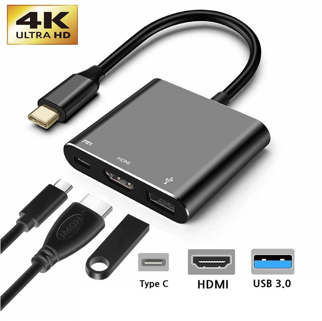 아이폰 아이패드 C타입 라이트닝 충전 8핀 ios 26 USB HDMI 젠더 SUPER OTG, C타입_T2_HDMI+USB+충전