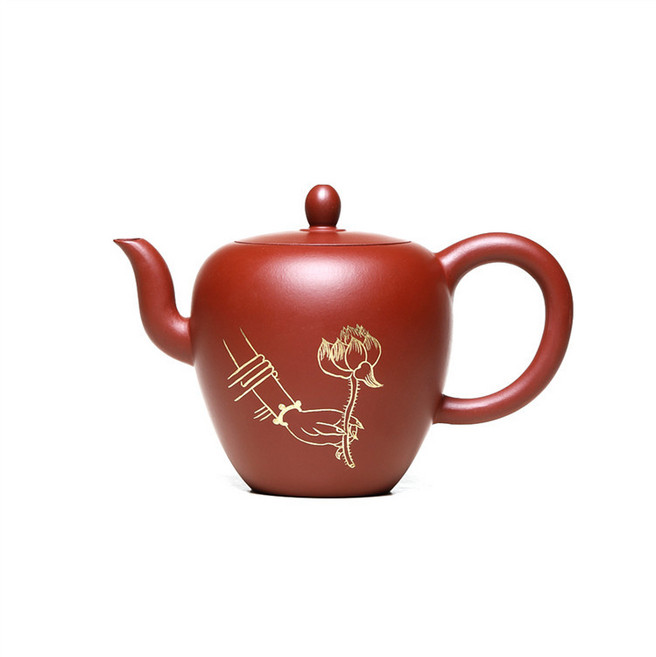 宜興大紅袍24K真金描繪紫砂茶壺茶具, 1個, 1L, 大紅袍:如圖所示