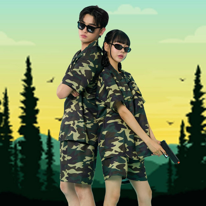 개구리군복 반팔 반바지 반티세트 밀리터리 의상 졸사