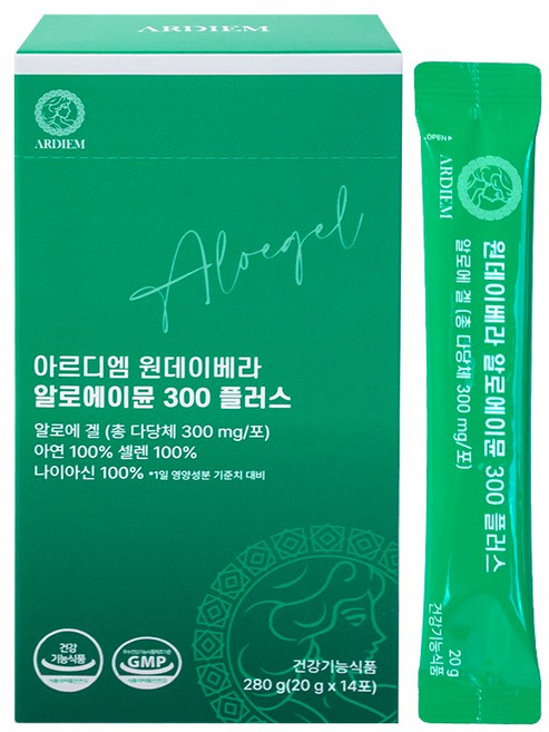 아르디엠 원데이베라 알로에이뮨 300 플러스 알로에겔 젤리스틱 20g x 14포, 1박스, 14회분