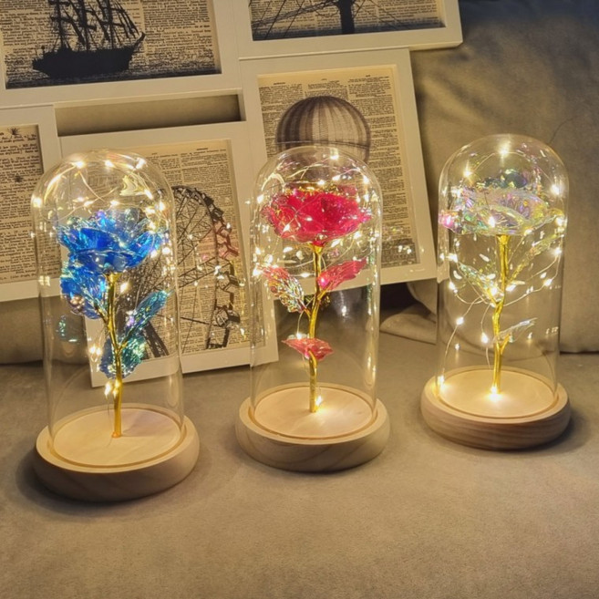 나오유 장미무드등 무선 이색 커플 선물, USB형 파란장미