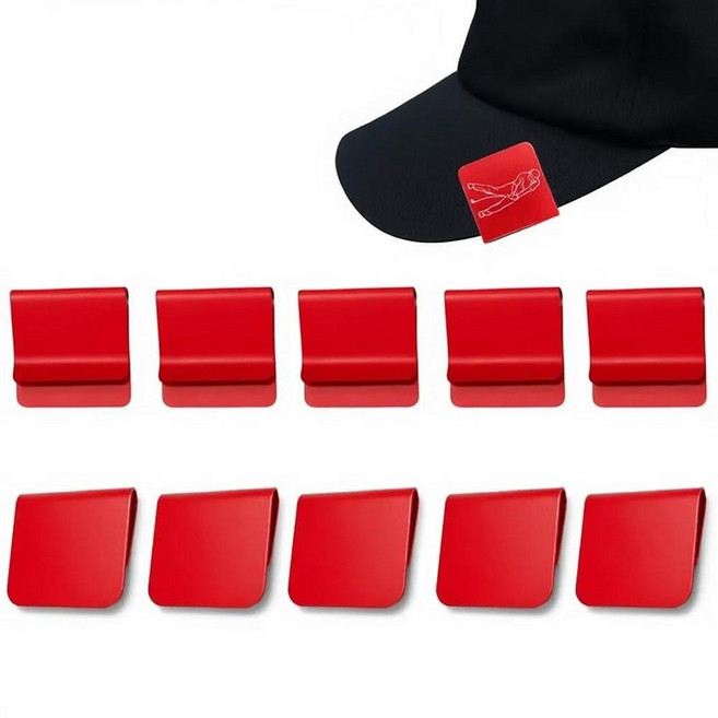 10 Pack Hat Brim Clips Blank Aluminum Clips for Laser Engraving Accessories Golf Clip Blanks DI, Red