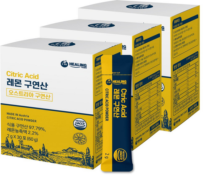 아임힐링 레몬 구연산, 3개, 60g