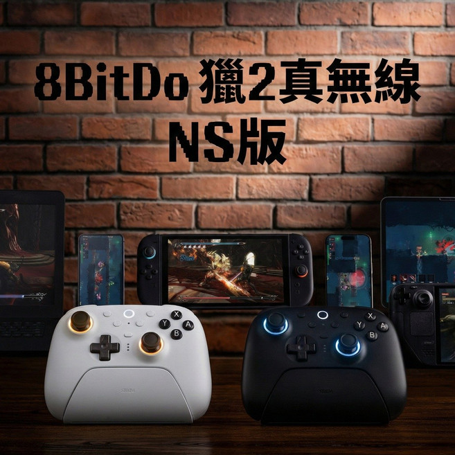 八位堂 獵2 真無線 Switch手把 附自動充電座 雙切扳機 PC 藍牙 TMR搖桿, 黑色, 1個