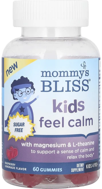 Mommy's Bliss 어린이가 느끼는 마그네슘 및 l-테아닌 함유 무설탕 구미젤리 만 4세 이상 라즈베리 레모네이드 구미젤리 60개, MommysBliss어린이가느끼는마그네슘및l테아닌함유무, 1개 - 쿠팡