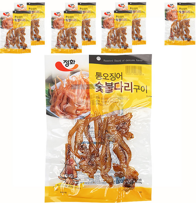 정화 통오징어 숯불다리구이, 45g, 8개