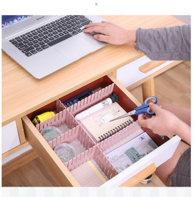 길이조절 서랍 칸막이 정리 수납 분리 파티션 책상 서랍장칸막이 수납파티션 서랍칸막이, 1개, 대형 화이트