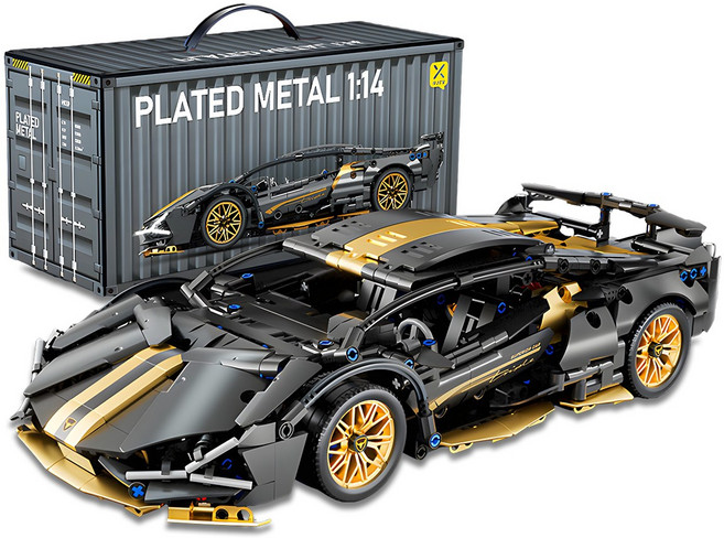 1:14 1260피스 람보르기니 블랙 시안 자동차 레고 호환 블록, 1개