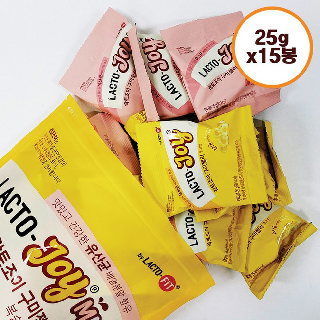 종근당 락토조이 구미젤리 유산균젤리 망고 복숭아맛, 25g, 15개