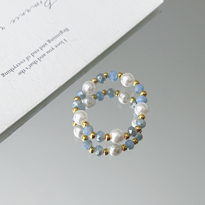 SpecialLife 2025 원석 진주 레이어드 비즈반지