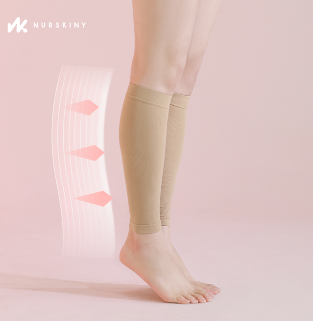 너스키니 키니핏 간호사 승무원 임산부 고탄력 종아리 병원 압박밴드 압박 스타킹, 베이지(L), 1세트, 종아리/무릎형
