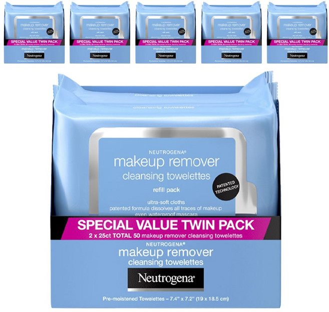 뉴트로지나 메이크업 리무버 클렌징 타월렛 19 x 18.5cm, 12개, 25매입