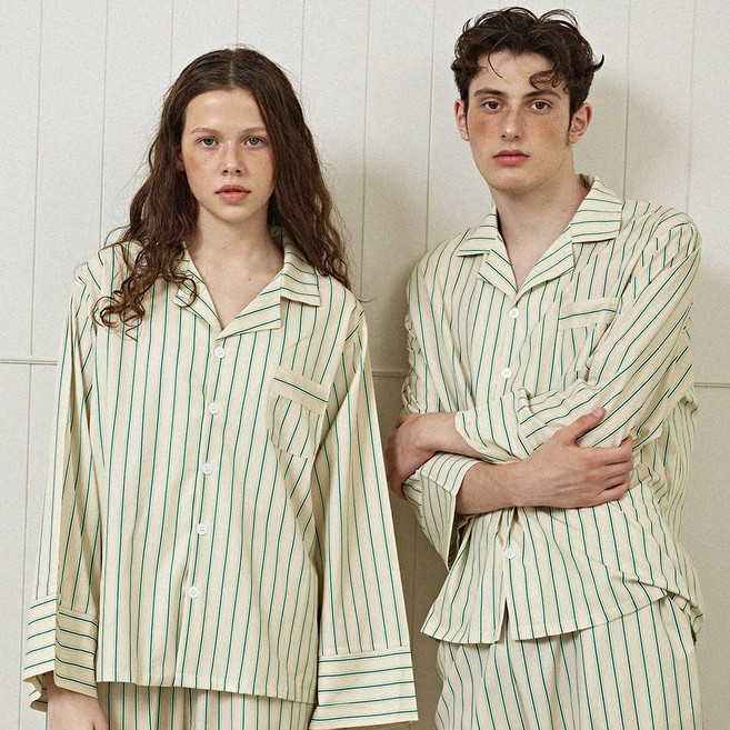 오셀픽 스탠다드 뉴욕 긴팔 파자마 세트 여성 남성 잠옷 커플 홈웨어