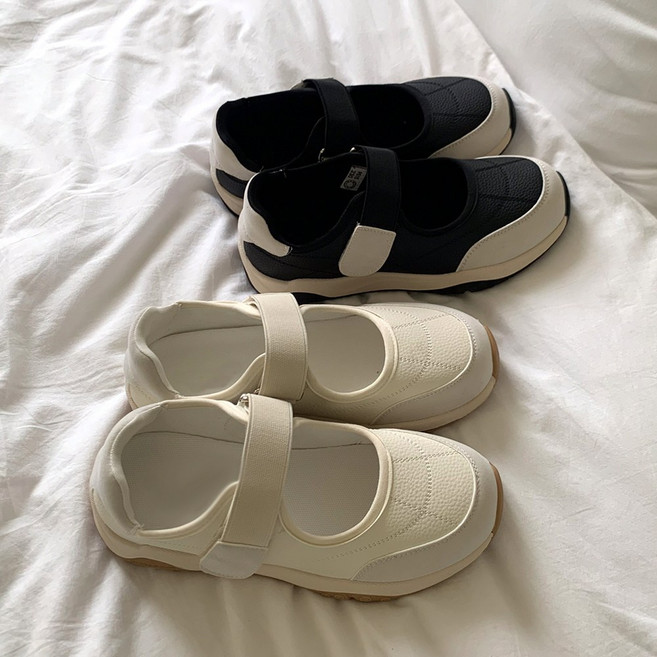 슈리오 여성 쿠션 있는 푹신한 찍찍이 메리제인 운동화 4cm