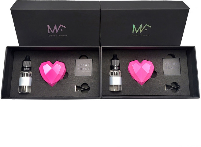 엠퓨처 차량용 하트 방향제 매트 핑크 2p + 오일 15ml x 2p + 3cm 클립 2p + 오일솜 2p, 1세트, 오일(NO5)