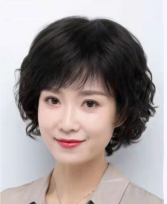 블라벨리 엄마가발 단발 웨이브 젊어보이는 통가발 자연스러운 여성가발HY905, 1개, 블랙