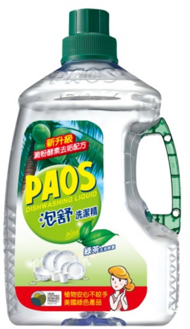 PAOS 泡舒 升級澱粉酵素去垢洗潔精 綠茶配方, 2.8kg, 1個