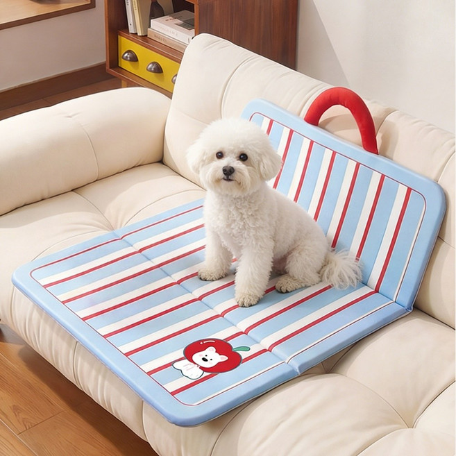 이후쿠 휴대용 강아지 방석 침대 접이식 방수 양면 쿨매트, 1개, 블루