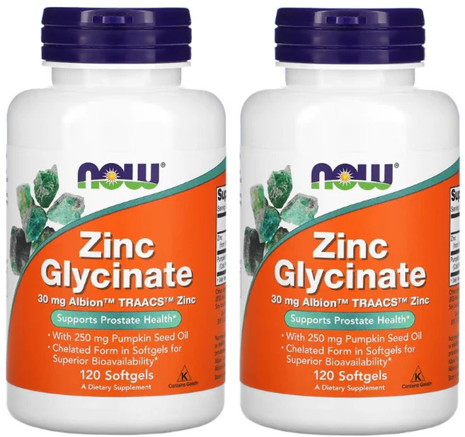 나우푸드 징크 글리시네이트 120소프트젤, 120정, 2개 - 쿠팡