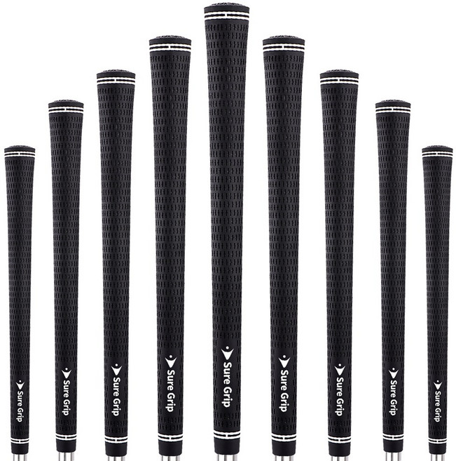 슈어 천연 고무 골프그립 4가지 사이즈 남녀공용 10개, 블랙