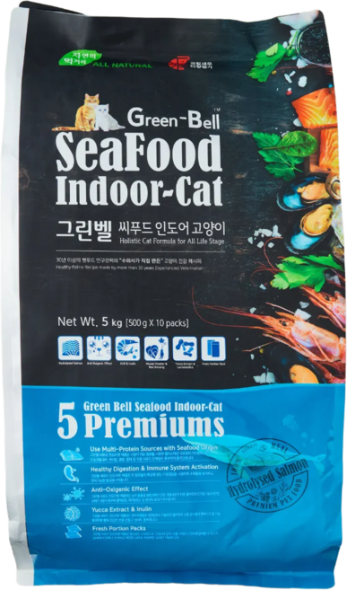 내츄럴큐브 그린벨 씨푸드 캣 기능성 사료, 2kg, 1개