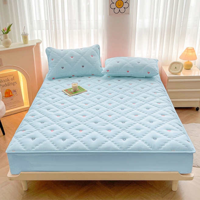 사랑 누빔 자수 방수 매트리스 커버