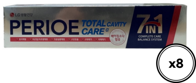 페리오 토탈케어 7in1 치약, 180g, 8세트
