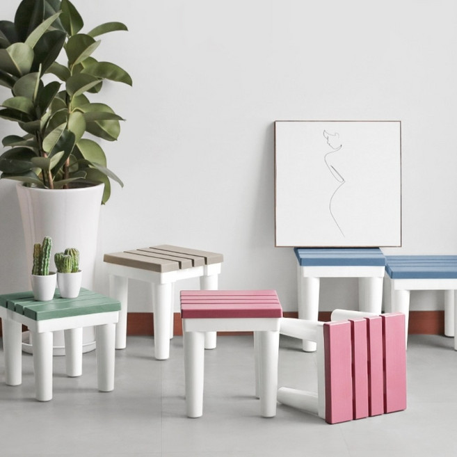 아담한 스툴의자 카페 1인용의자 미니화분대, 브라운 소