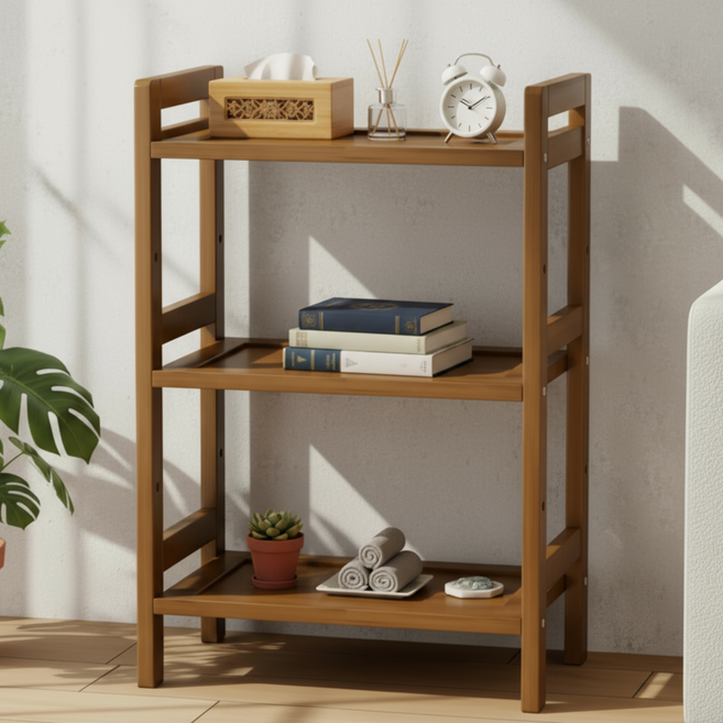 명신 키키 침대 거실 쇼파 원목 3단 협탁, 1개, 브라운