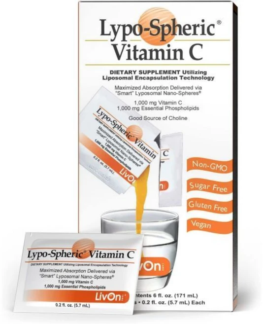 LivOn Laboratories 리본 연구소 라이포-스페릭 비타민 C – 30개 패킷 패킷당 1000mg 및 필수 인지질 개선된 흡수를 위한 리포좀 캡슐화 100 비유전자변형, 171ml, 1개 - 쿠팡