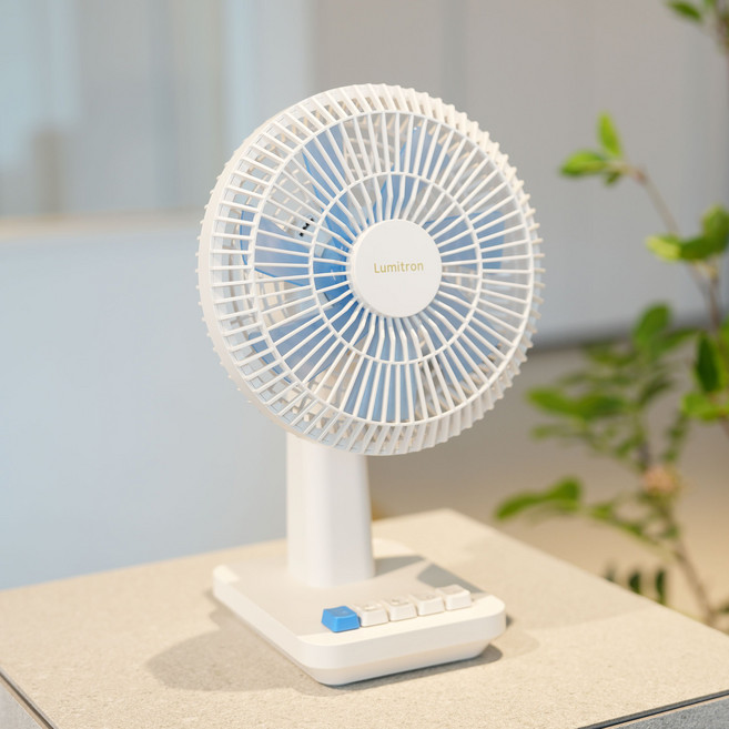 루미트론 레트로 무선 BLDC 스탠드 회전 선풍기 5.3인치/대용량 배터리, 01_블루