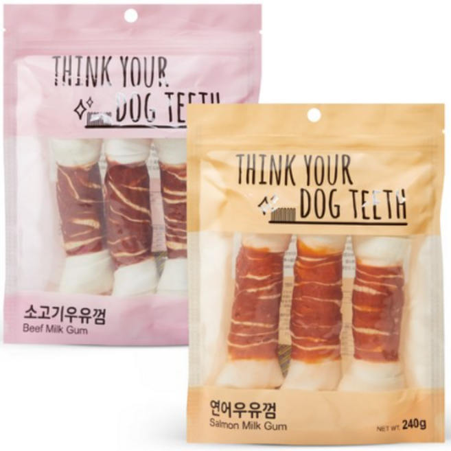 띵크유어도그티 강아지 덴탈껌, 혼합맛(소고기/연어), 2세트, 480g