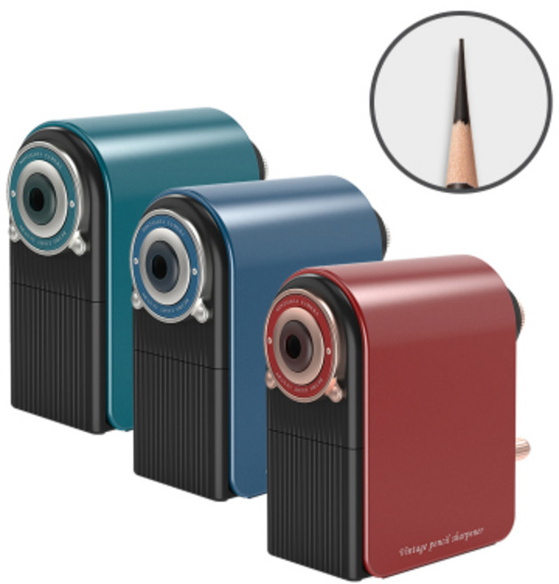 델리 7단 심조절 전문가용 빈티지 미술 연필깎이, 빈티지레드, 1개