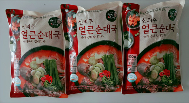 신의주 얼큰 순대국, 신의주 찹쌀 얼큰 순대국 600g x 3팩 (17년노하, 600g, 3개