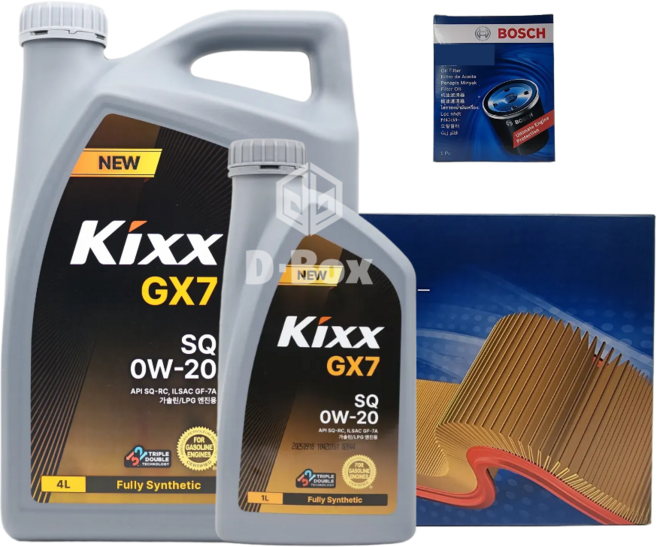쏘렌토 MQ4 하이브리드 엔진오일세트 킥스 GX7 0W20 5L, 1개, 쏘렌토 MQ4 1.6T 하이브리드, 킥스 GX7 0W20 5L/380/3031