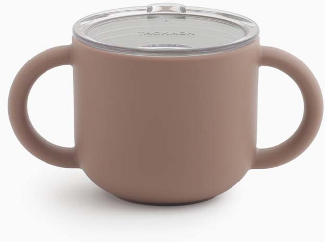 탁가온 1.2.3 실리콘 트레이닝컵(컵+뚜껑), 200ml, 1개, 브라운