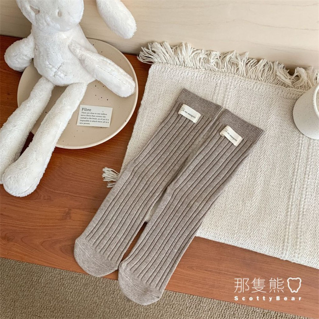 ScottyBear 韓風個性質感布標女襪 復古長筒襪 ZZ026