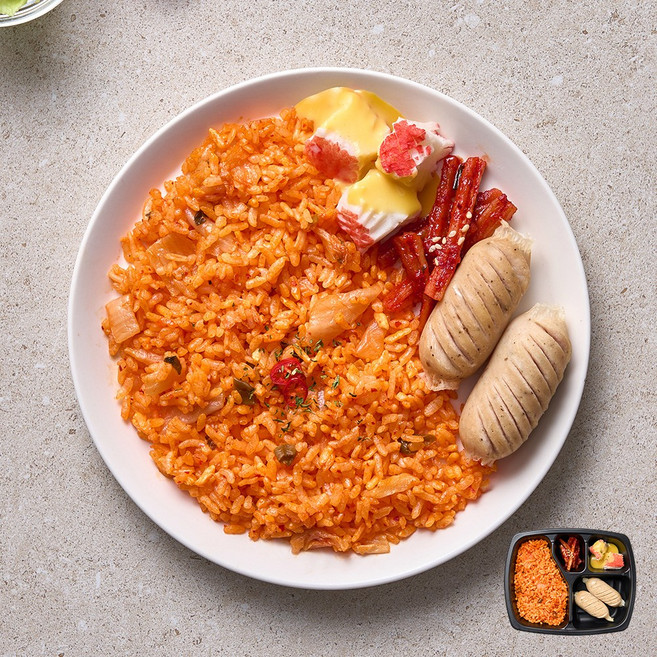 굿스푼 다이어트 김치볶음밥 닭가슴살소시지 205g 4팩 닭고기 비엔나 미니후랑크 탄단지 밸런스 간편 일주일 식단 편의점 도시락, 김치볶음밥&닭가슴살소시지 4팩, 4개