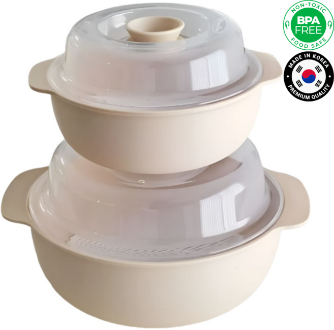 클릭키아 국산 전자레인지 용기 중형 소형 세트 계란찜기 아이보리, 1세트