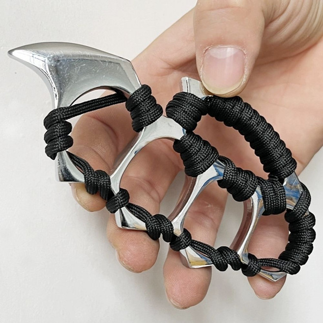 티타늄 너클 주먹 방어 청색 이빨 호신용 청동색 손가락 호랑이 긴급 호신용품, F. 타이거투스 942 실버 완전 포장 2개