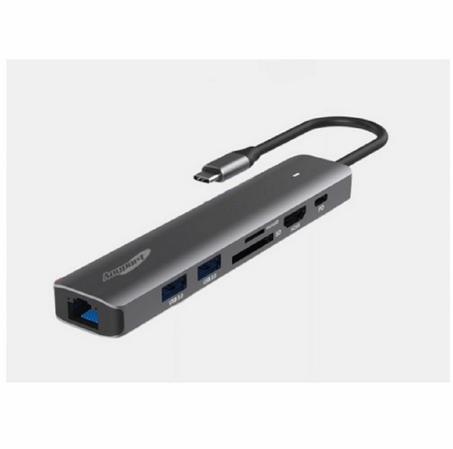 애니포트 7 in 1 C타입 앤 USB-A 맥북 삼성 덱스 미러링 멀티포트 USB 허브 AP-TC760, 1개