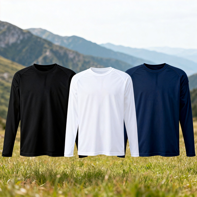 3장 세트 드라이 라운드 쿨티셔츠 남녀공용 기능성 긴팔티 냉감 긴팔 긴팔티
