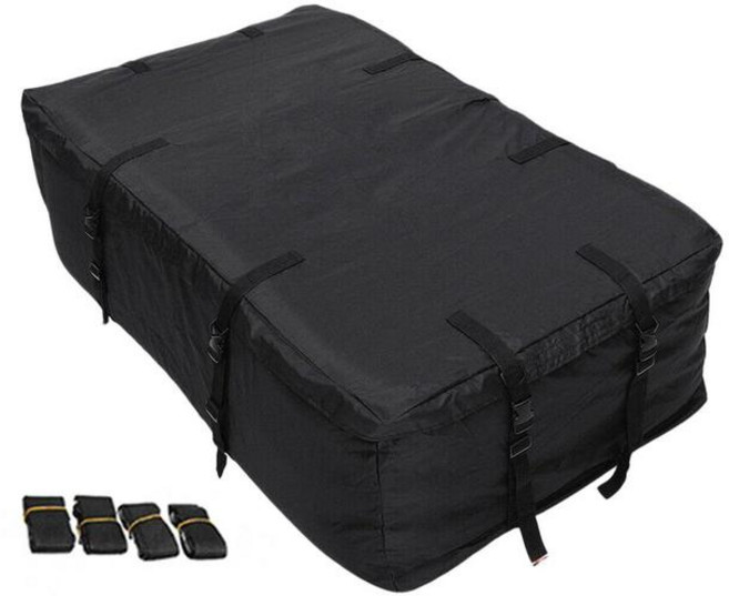 방수 자동차 화물 지붕 가방 145cm x 80cm 루프탑 수하물 캐리어 블랙 스토리지 여행 SUV 밴, [01] black, 01 black, 1개